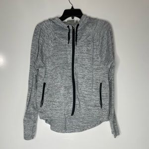 Athleta Jacket Womens Gray Heathered Techie Sweat Anorak Full Zip Hoodie Sz M.